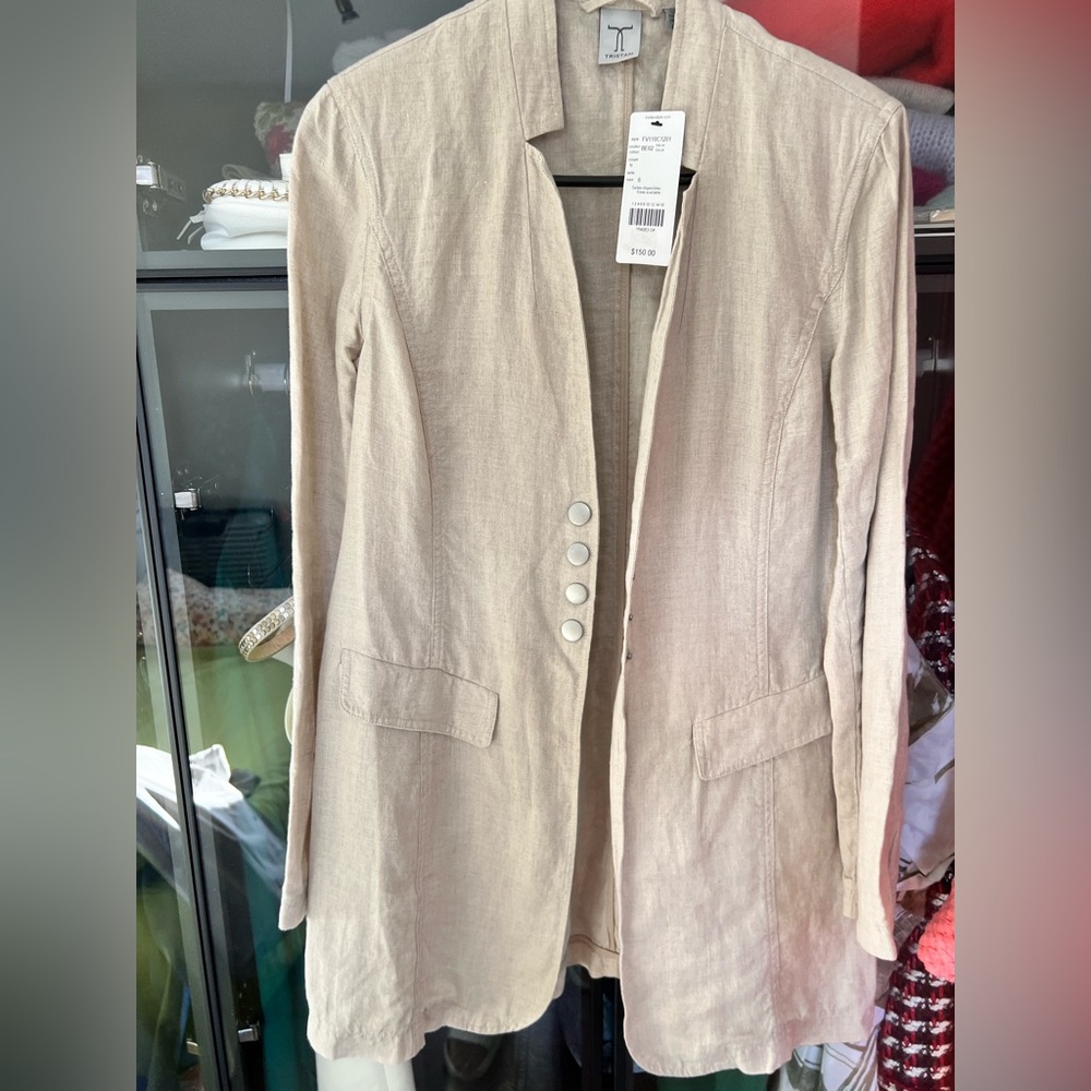 Tristan Beige Blazer with Button Accents